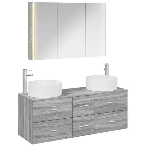 Set di mobili per il bagno 4 pcs Sonoma grigio - Foto 1