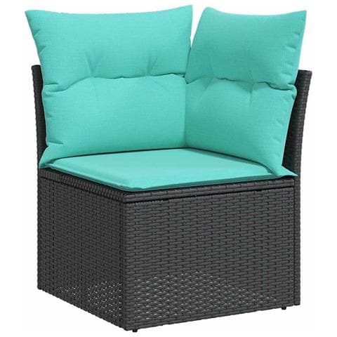 Set Divano da Giardino 7 pz 6-Numero di posti Nero e Turchese - Foto 10