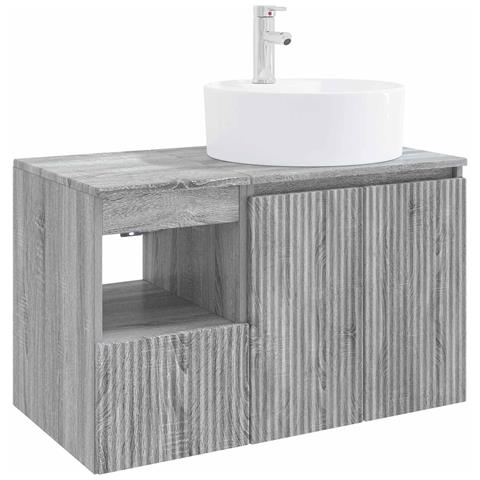 Set di mobili per il bagno 2 pz Sonoma grigio - Foto 1