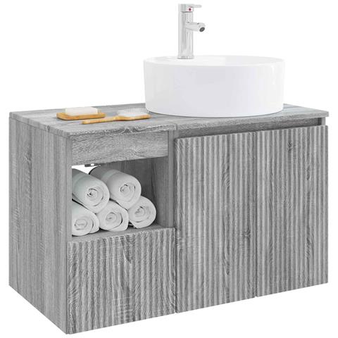 Set di mobili per il bagno 2 pz Sonoma grigio - Foto 9