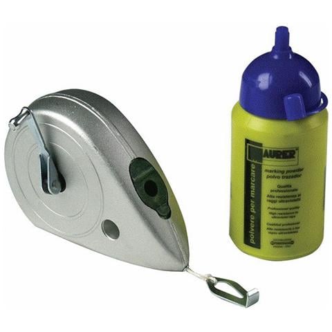 Tracciatore in Alluminio in Kit con Traccialinea 100gr di polvere colore Blu 15m - Foto 1