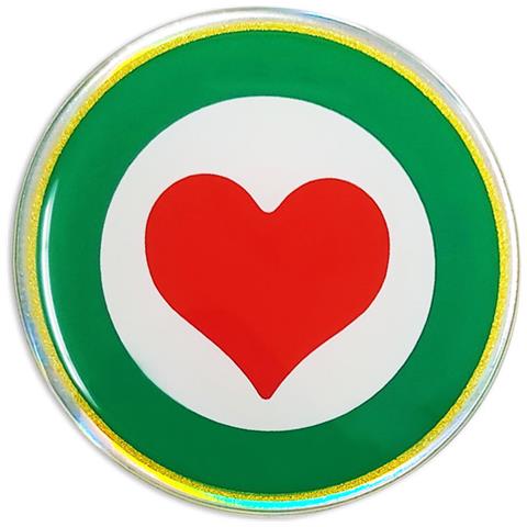 Sticker Adesivo 3D Coccarda Italia con Cuore, 48 x 48 mm - Foto 1