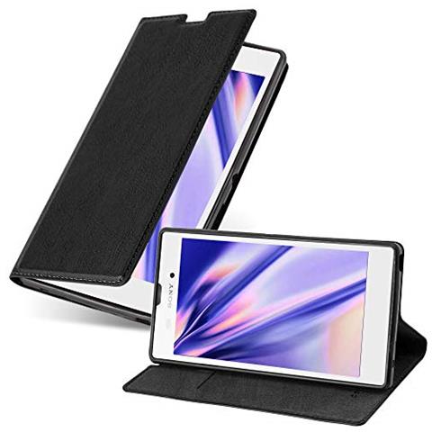 Custodia Compatibile Con Sony Xperia T3 In Nero Di Notte - Coperchio Protettiva Con Chiusura Magnetica, Funzione Stand E Tasca Per Le Carte - Foto 1