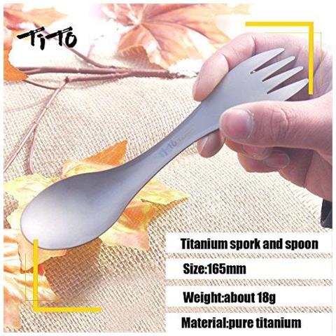 Cucchiaio Di Titanio Ad Alta Resistenza E Ultralight Lega Di Titanio Spork Per Outdoor Campeggi E Trekking. - Foto 4
