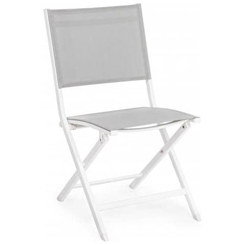 Sedia Per Esterno In Alluminio Bianco Grigio Elin 47x57x H88 Cm - Foto 1