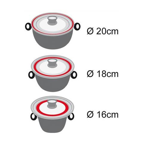 Set Universale Di Coperchi In Vetro (con Plastica), Vetro, Silicone, 16/18/20 - Foto 2