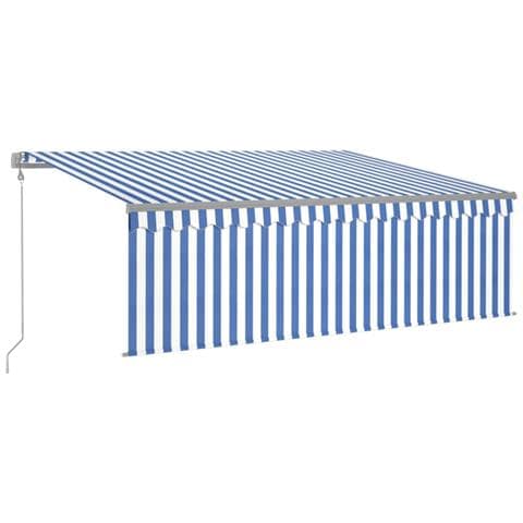 Tenda Automatica Parasole LED Sensore Vento 4,5x3 m Blu Bianco - Foto 1