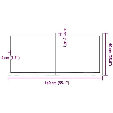 Piano Bagno Marrone Scuro 140x60x (2-6) cm Legno Trattato - Foto 10