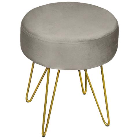 Pouf Salotto Camera Rotondo Design Moderno Modello Velvet In Tinta Unita Vari Colori Pouf Beige - Foto 1