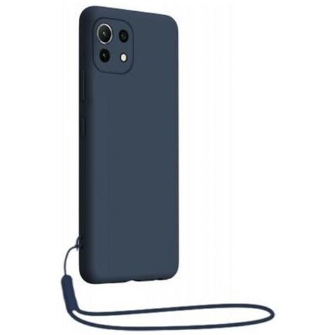 Cover In Silicone Per Xiaomi Mi 11 5g Con Cinturino Da Polso Abbinato, Blu Marine - Foto 1