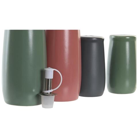 Set Per Condire Dkd Home Decor 19 X 16 X 22,5 Cm Naturale Rosa Legno D'albero Della Gomma Bianco Verde Gres - Foto 2