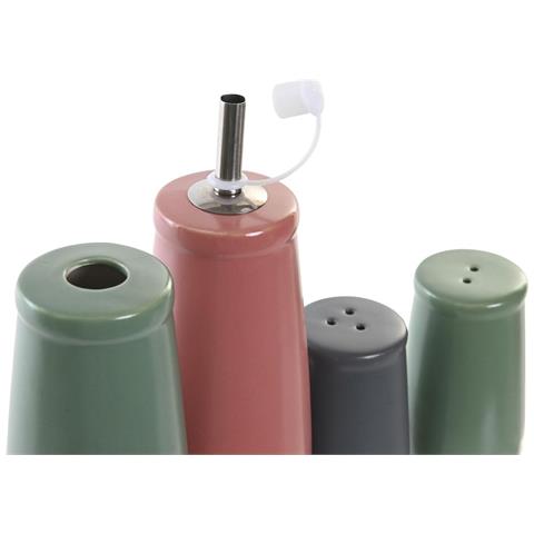 Set Per Condire Dkd Home Decor 19 X 16 X 22,5 Cm Naturale Rosa Legno D'albero Della Gomma Bianco Verde Gres - Foto 3