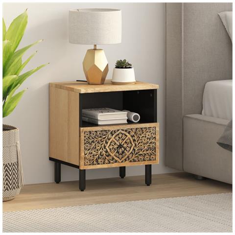 Comodino 40x33x46 Cm In Legno Massello Di Mango - Foto 3