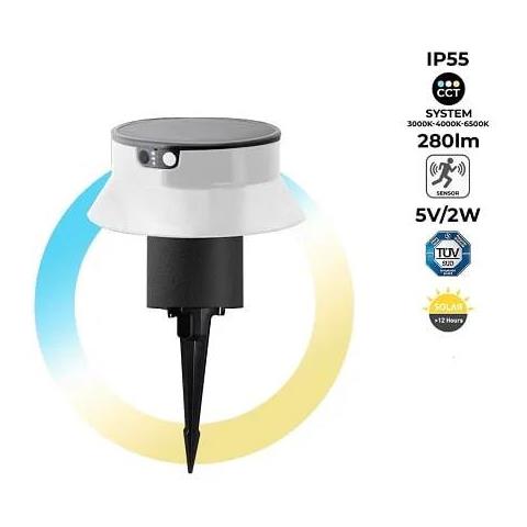 FELICE 200 SPIKE NERO SOLAR LED Ø150 PIR CCT SET RIFL. OPALE - Foto 1