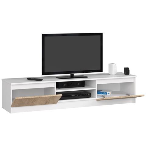 Mobiletto TV, 2 ante, 160x40x33 cm, Colore Bianco e Sonoma Quercia - Foto 2