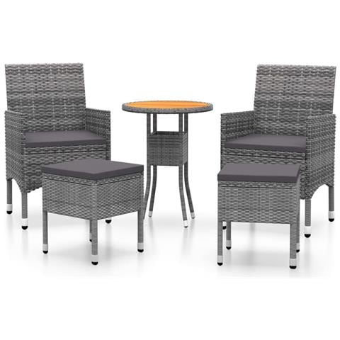 Set Divani Da Giardino 5 Pz In Polyrattan Grigio - Foto 2
