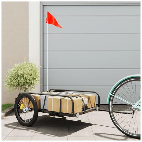 Rimorchio Da Bici Nero 135x70x37 Cm In Ferro - Foto 1