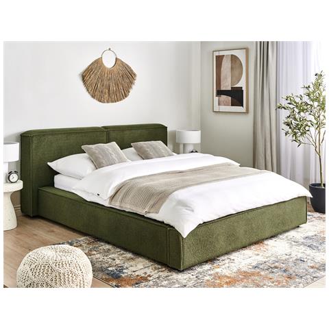 Beliani - Letto Matrimoniale Bouclé Verde 160 X 200 Cm Linards - ePRICE