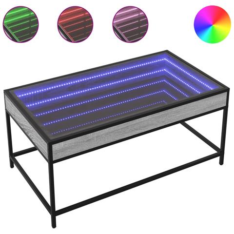 Tavolino Da Salotto Con Led Infinity Grigio Sonoma 90x50x41 Cm - Foto 2