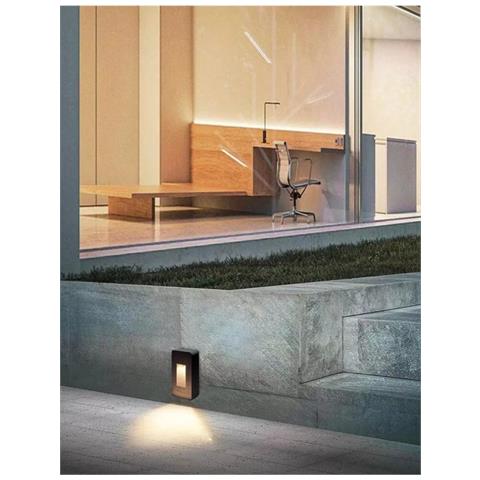 Applique Led Luce Calda Faretto 12 W Segnapassi Da Muro Esterno Nero Ip65 Es62 - Foto 1