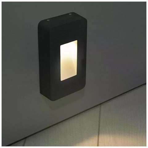 Applique Led Luce Calda Faretto 12 W Segnapassi Da Muro Esterno Nero Ip65 Es62 - Foto 2