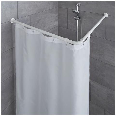 Asta Per Tenda Da Doccia Ad Angolo 90x90 Cm Bianca - Foto 1