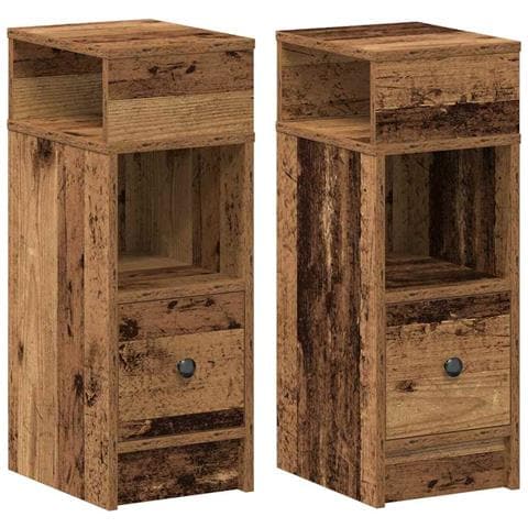 Comodini 2 Pz Con Cassetto Legno Antico 25x31x66 Cm - Foto 2
