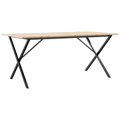 Tavolo Da Pranzo Telaio A X 180x90x75 Cm Legno Pino E Acciaio - Foto 2