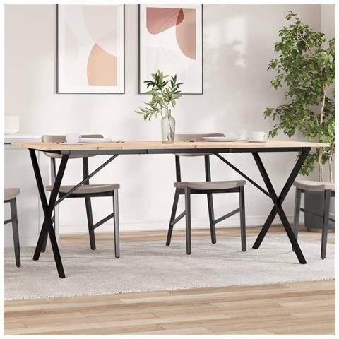 Tavolo Da Pranzo Telaio A X 180x90x75 Cm Legno Pino E Acciaio - Foto 1