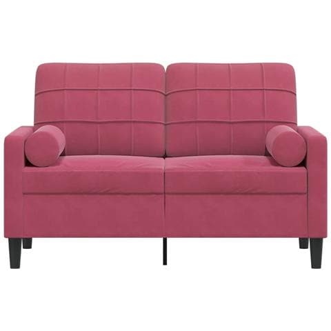 Divano A 2 Posti Con Cuscini Rosso Vino 120 Cm In Velluto - Foto 3