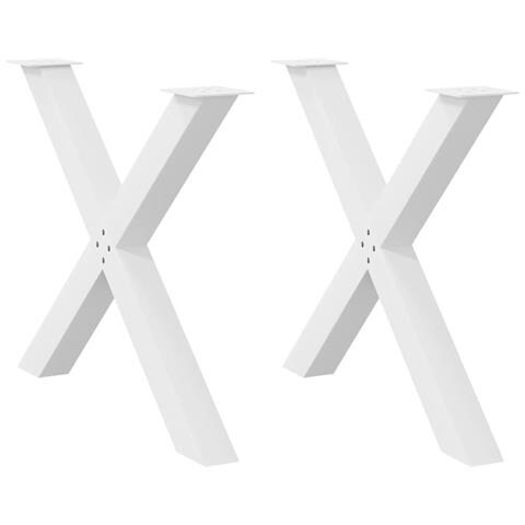 Gambe Tavolo Pranzo Forma X 2pz Bianco 90x(72-73)cm Acciaio - Foto 1