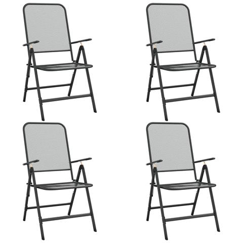 Sedie Giardino Pieghevoli 4 Pz Rete Metallica Espansa Antracite - Foto 1