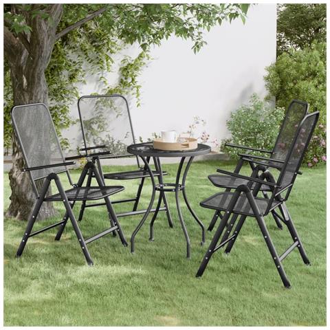 Sedie Giardino Pieghevoli 4 Pz Rete Metallica Espansa Antracite - Foto 8