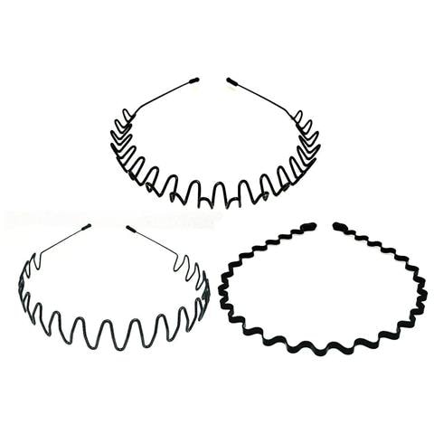 Cerchietto Ondulato In Metallo - Set Di Fasce Sportive Unisex Nere - Foto 2