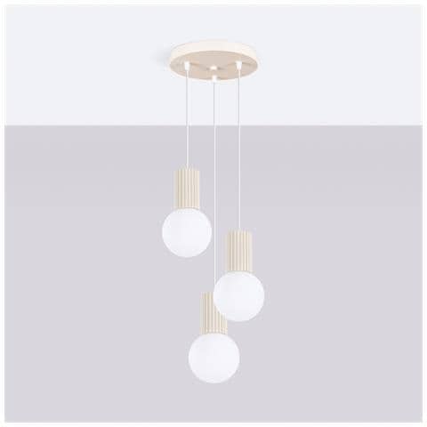 Sollux Lighting Lampada A Sospensione Halo 3p Beige Sl.1720 - Moderno Lampada A Sospensione Beige 125x25x25 Cm - Foto 2