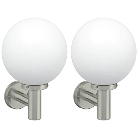 Lampade da parete 2 pezzi Acciaio Inossidabile Argento IP44 - Foto 1