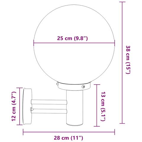 Lampade da parete 2 pezzi Acciaio Inossidabile Argento IP44 - Foto 9
