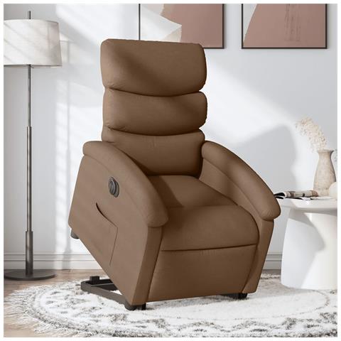 Poltrona Alzapersona Reclinabile Elettrica Marrone Tessuto - Foto 2