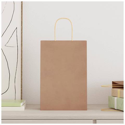 Sacchetti di Carta 250 pz con Manici Marrone 21x11x31 cm - Foto 2