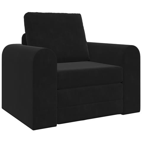 Divano Letto da Pavimento 2 in 1 Nero 98x71x83 cm in Velluto - Foto 1