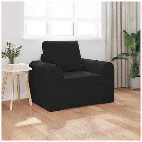 Divano Letto da Pavimento 2 in 1 Nero 98x71x83 cm in Velluto - Foto 2