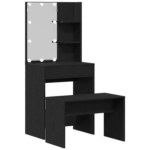 Set Tavolo da Trucco con cassetto Rovere nero 60 x 40 x 140 cm - Foto 1