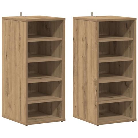 Scarpiere 2 pz Rovere Artigianale 32x35x70 cm in Truciolato - Foto 1