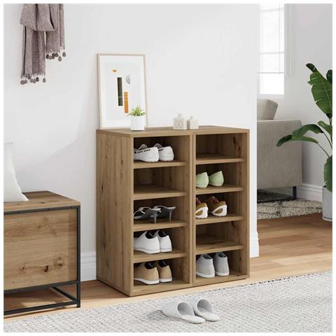 Scarpiere 2 pz Rovere Artigianale 32x35x70 cm in Truciolato - Foto 2