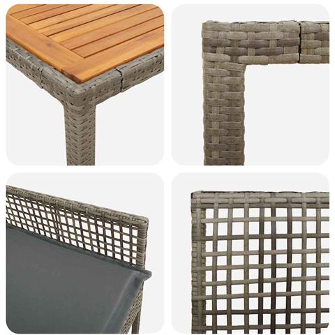 Set da Pranzo per Giardino 3 pcs Grigio Poly Rattan - Foto 9