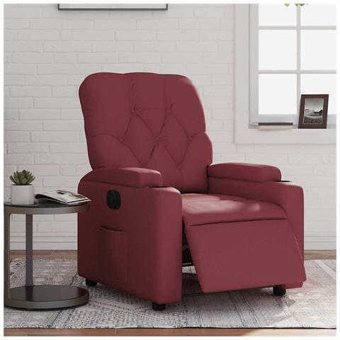 Poltrona Reclinabile Elettrica Rosso Vino in Similpelle - Foto 2