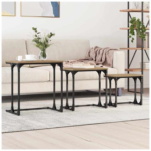Tavolo da caffè nesting 3 pcs rovere artigianale - Foto 2