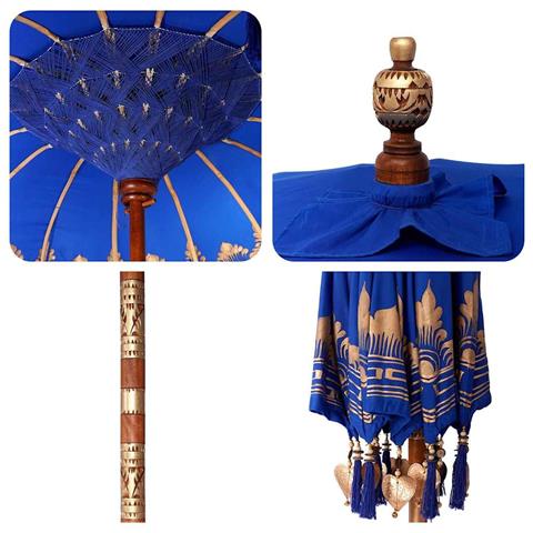 Parasol Balinese 260 Blu 210-220 cm Cotone e legno massello - Foto 9