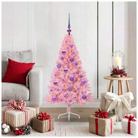 Albero di Natale artificiale con luci integrate Rosa 120 cm PVC - Foto 2
