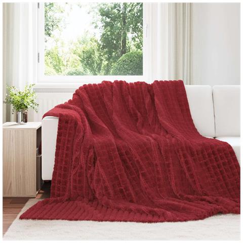 Coperta Rosso Bordeaux 240 x 220 cm Panno - Foto 2